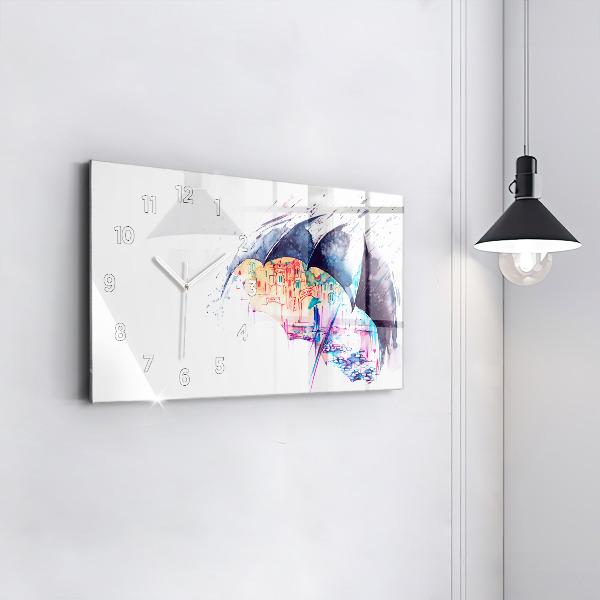 Orologio rettangolare Ombrello antipioggia e città