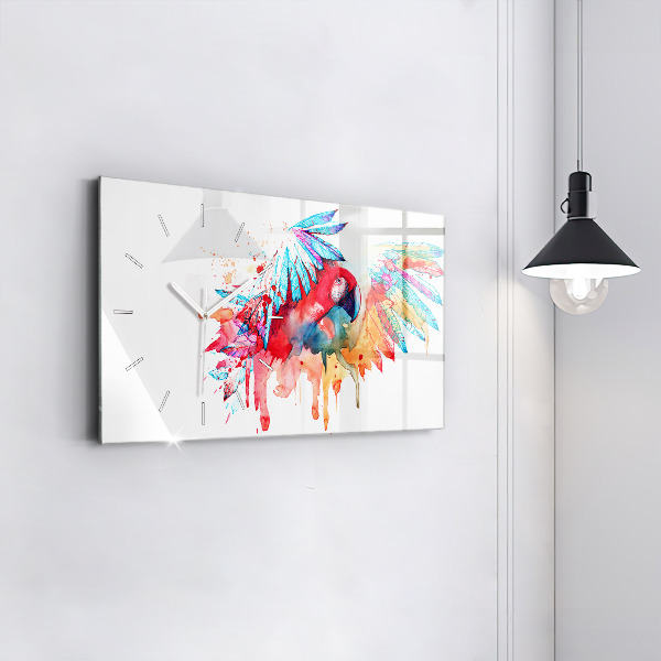 Orologio rettangolare Pappagallo rosso colorato