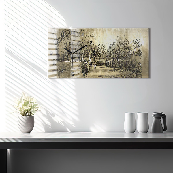 Orologio rettangolare Parco e alberi in seppia