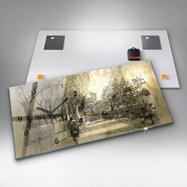 Orologio rettangolare Parco e alberi in seppia