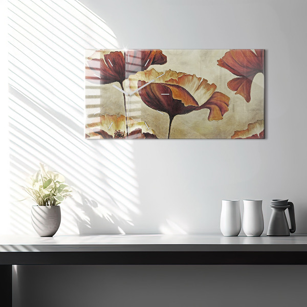 Orologio rettangolare Papaveri dipinti