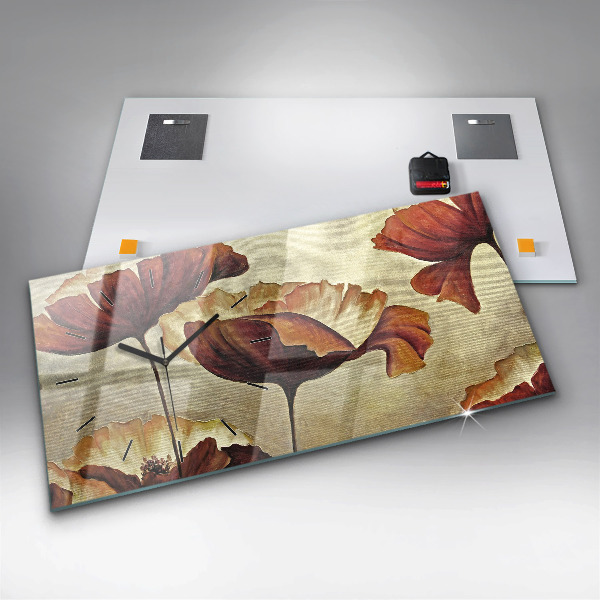 Orologio rettangolare Papaveri dipinti