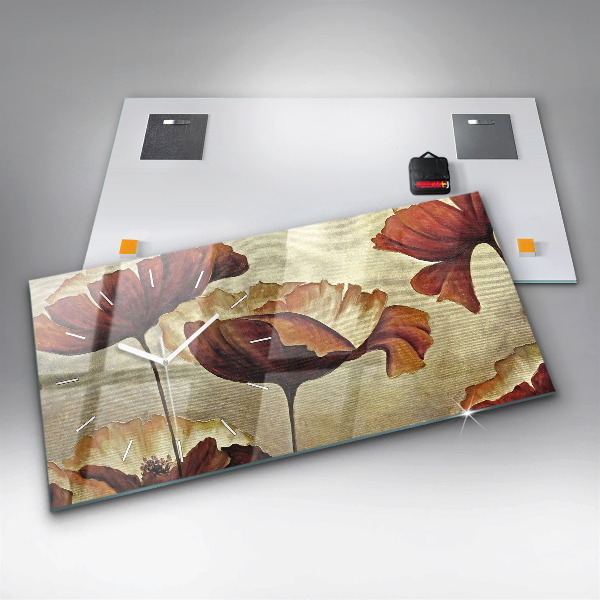 Orologio rettangolare Papaveri dipinti