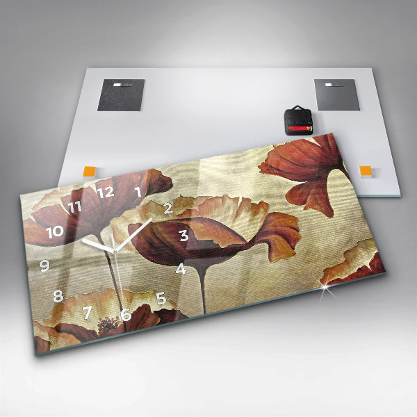 Orologio rettangolare Papaveri dipinti