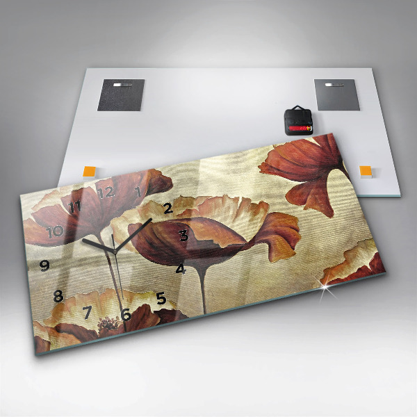 Orologio rettangolare Papaveri dipinti