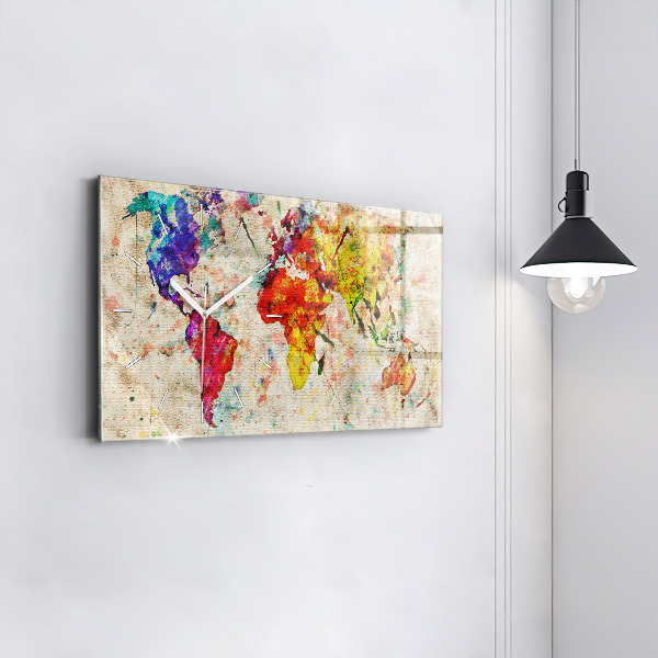 Orologio rettangolare Mappa del mondo colorata