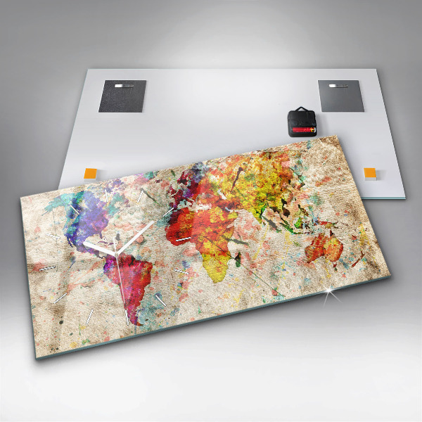 Orologio rettangolare Mappa del mondo colorata