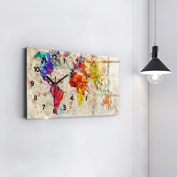 Orologio rettangolare Mappa del mondo colorata