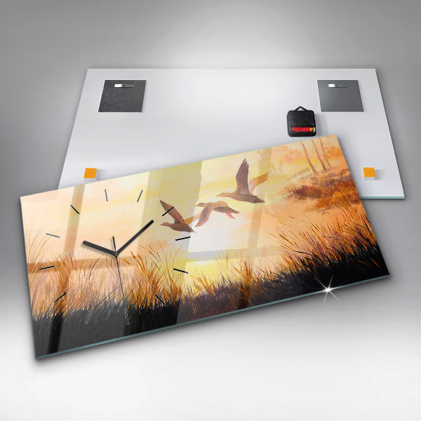 Orologio rettangolare Gru al tramonto