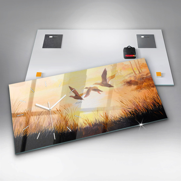 Orologio rettangolare Gru al tramonto