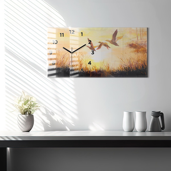 Orologio rettangolare Gru al tramonto