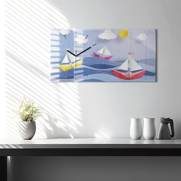 Orologi orizzontali Barche a vela colorate origami