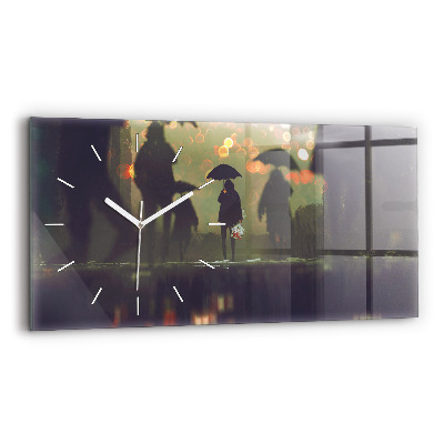 Orologi orizzontali Persone con ombrelli