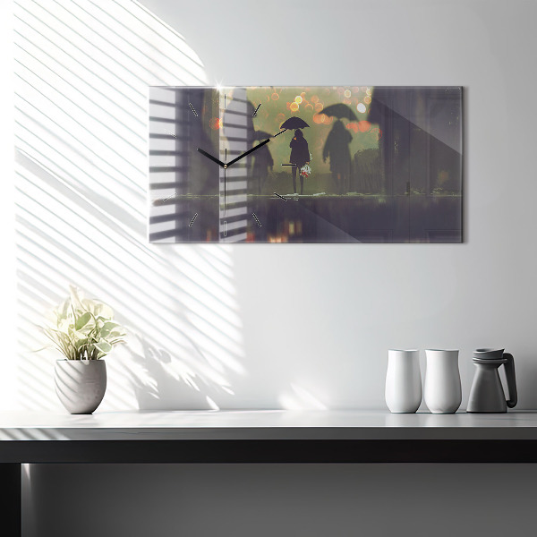 Orologi orizzontali Persone con ombrelli