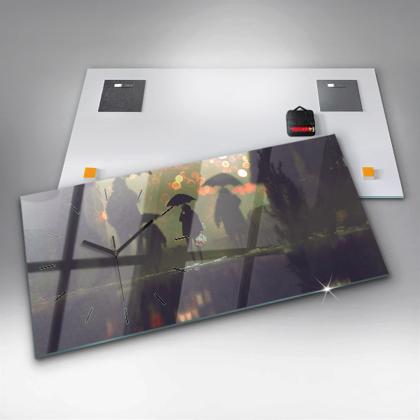 Orologi orizzontali Persone con ombrelli