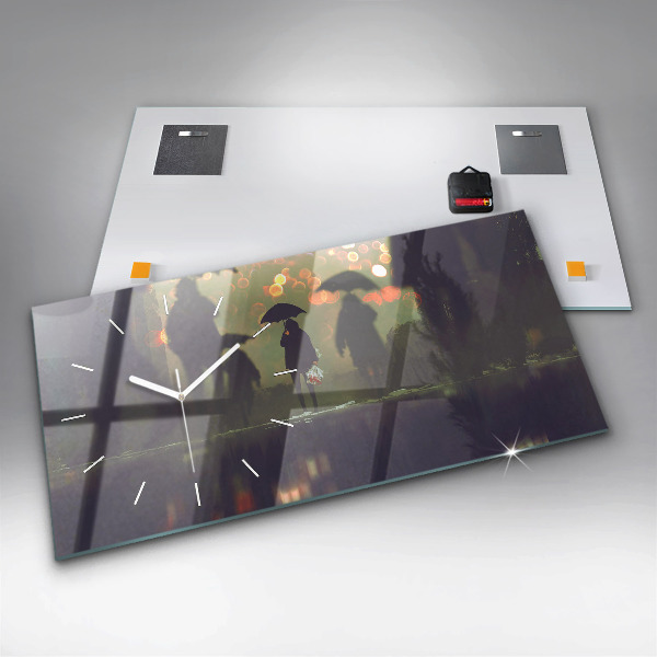 Orologi orizzontali Persone con ombrelli