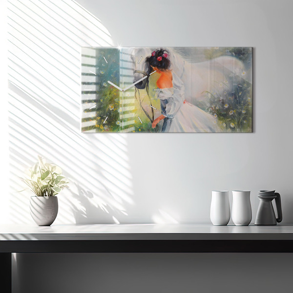 Orologi orizzontali Bella donna con cavallo