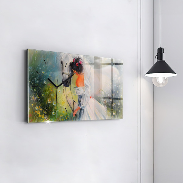 Orologi orizzontali Bella donna con cavallo