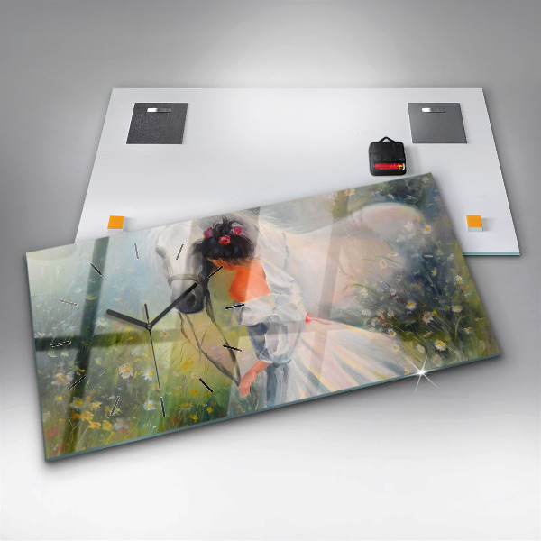 Orologi orizzontali Bella donna con cavallo