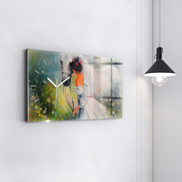 Orologi orizzontali Bella donna con cavallo