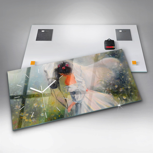 Orologi orizzontali Bella donna con cavallo