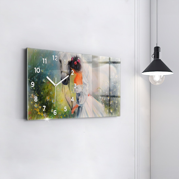 Orologi orizzontali Bella donna con cavallo