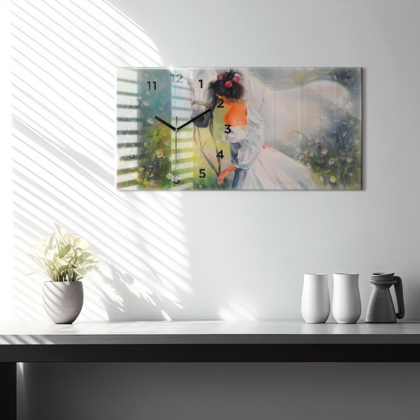 Orologi orizzontali Bella donna con cavallo