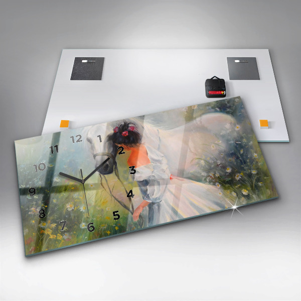 Orologi orizzontali Bella donna con cavallo