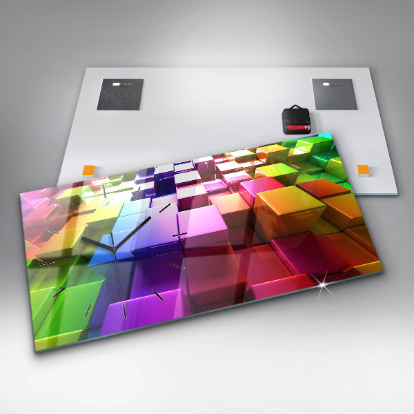 Orologio rettangolare Cubi colorati