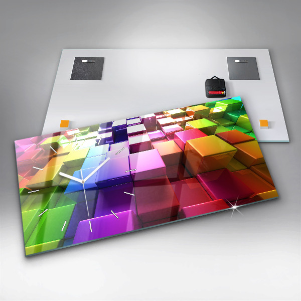 Orologio rettangolare Cubi colorati