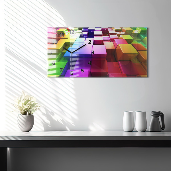 Orologio rettangolare Cubi colorati