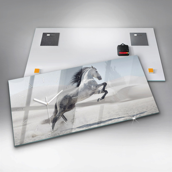 Orologio rettangolare Cavallo bianco al galoppo