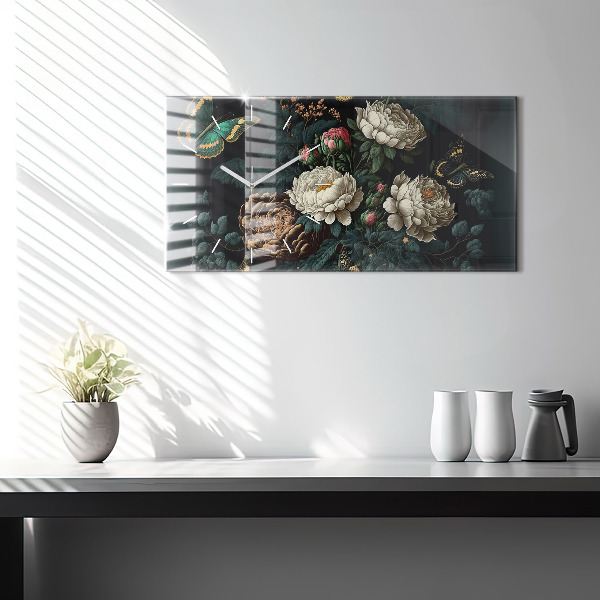 Orologi orizzontali Fiori e farfalle dorate