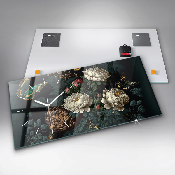 Orologi orizzontali Fiori e farfalle dorate