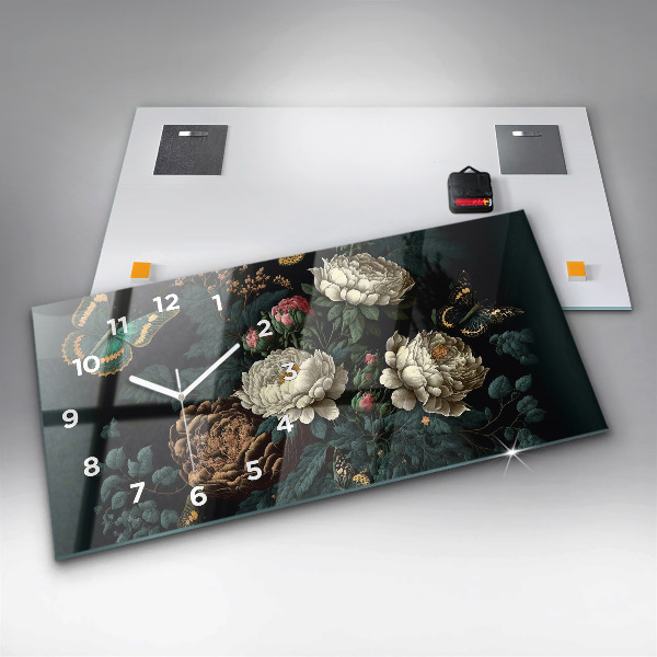 Orologi orizzontali Fiori e farfalle dorate