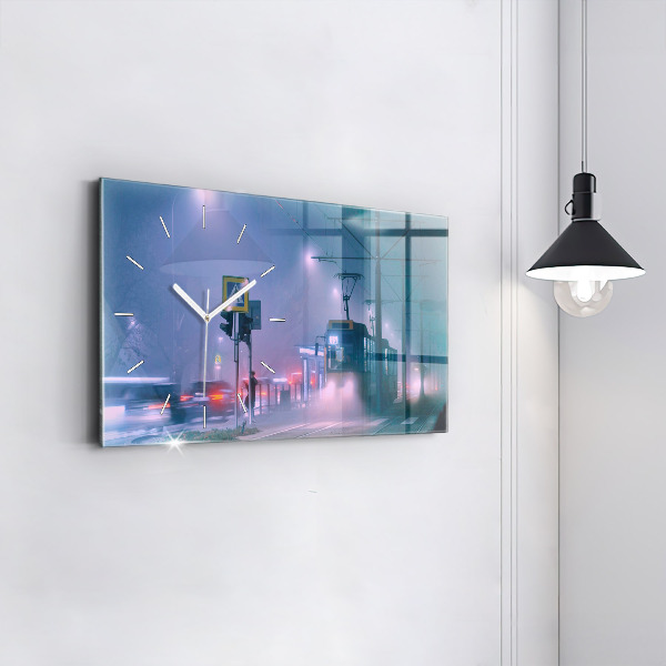 Orologio rettangolare Varsavia nella nebbia