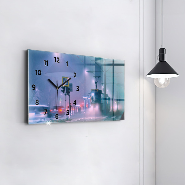 Orologio rettangolare Varsavia nella nebbia