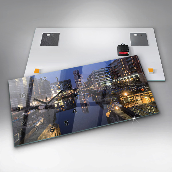 Orologio rettangolare La città illuminata di notte