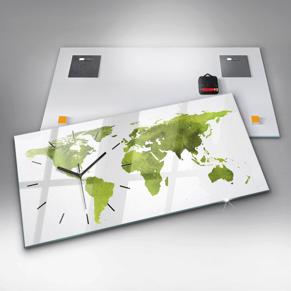 Orologio rettangolare Mappa del mondo ad acquerello