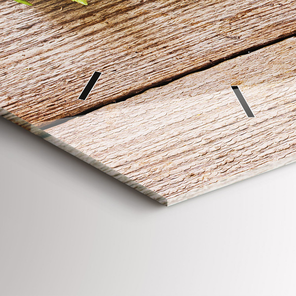 Orologio rettangolare Fiori su legno