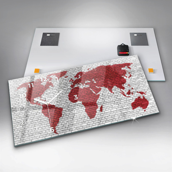Orologi orizzontali Mappa del mondo del muro di mattoni