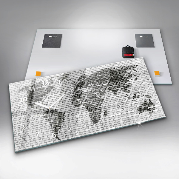 Orologi orizzontali Mappa del mondo del muro di mattoni