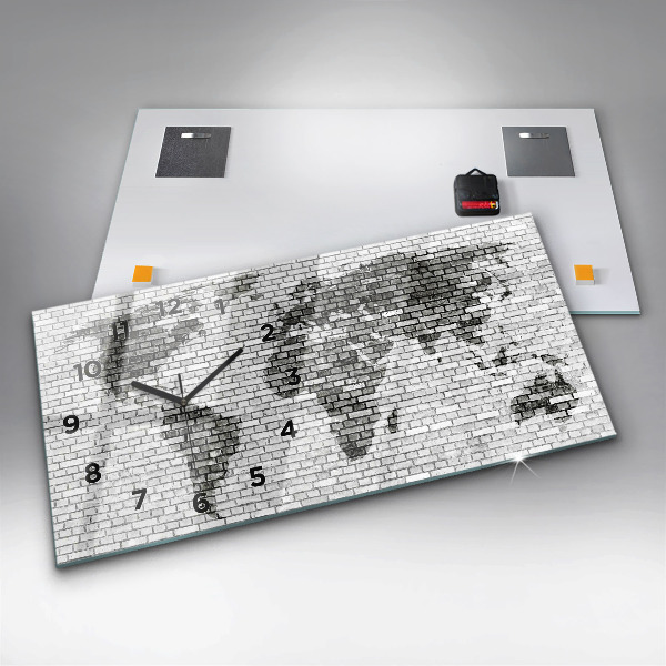 Orologi orizzontali Mappa del mondo del muro di mattoni
