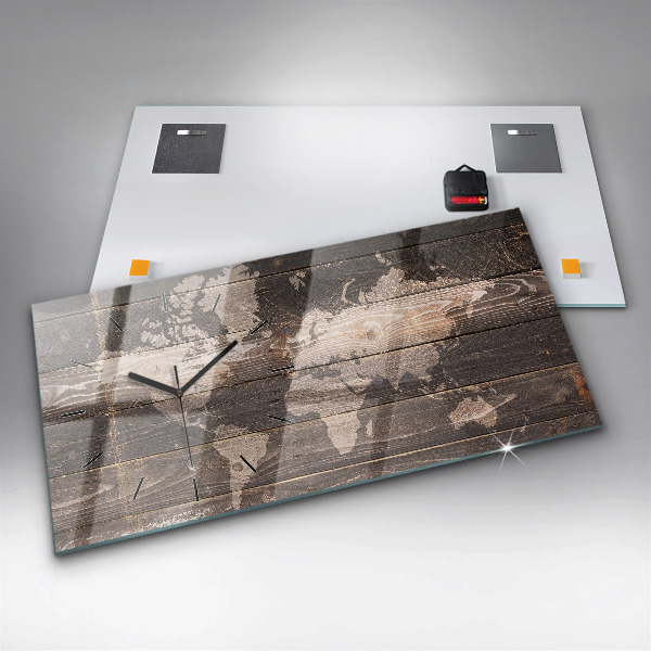 Orologi orizzontali Mappa del mondo su legno