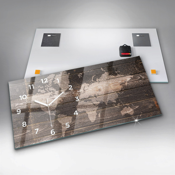 Orologi orizzontali Mappa del mondo su legno