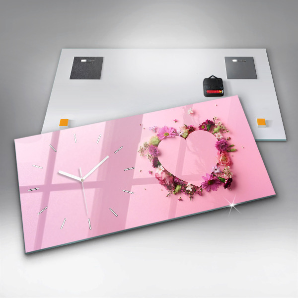 Orologio rettangolare Cuore di fiori