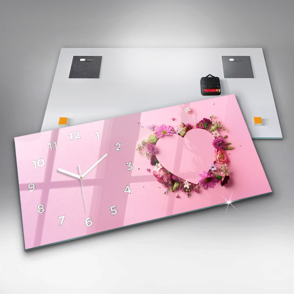 Orologio rettangolare Cuore di fiori