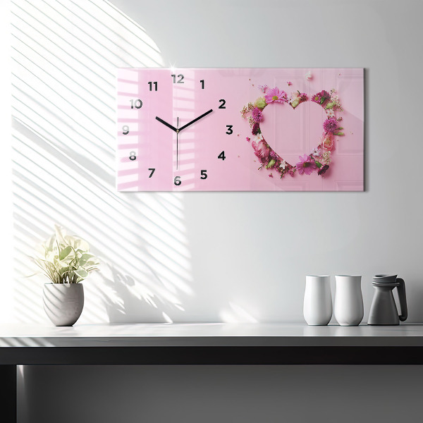 Orologio rettangolare Cuore di fiori