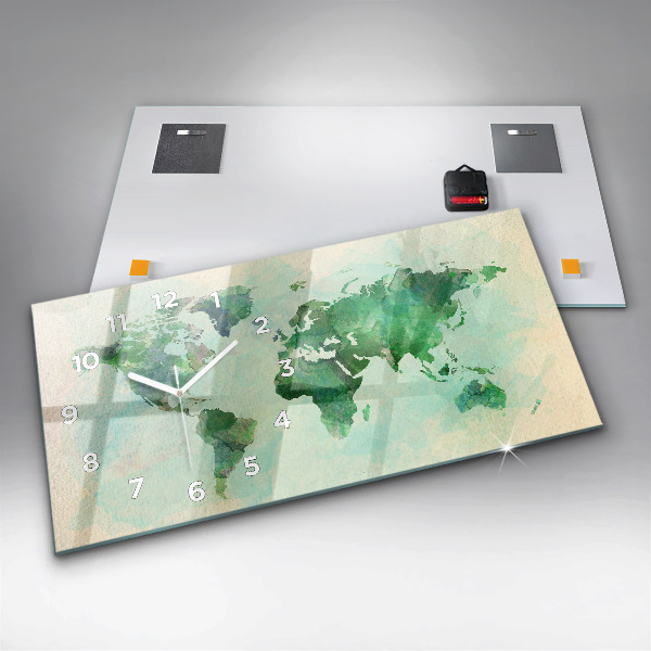Orologio rettangolare Mappa del mondo ad acquerello