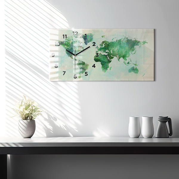 Orologio rettangolare Mappa del mondo ad acquerello